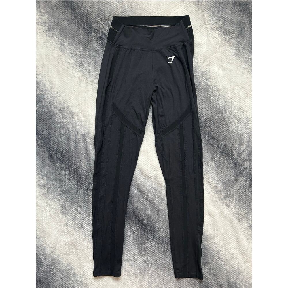 Gymshark Cotton Mesh Full Length Compression Black Leggings Women Size XS